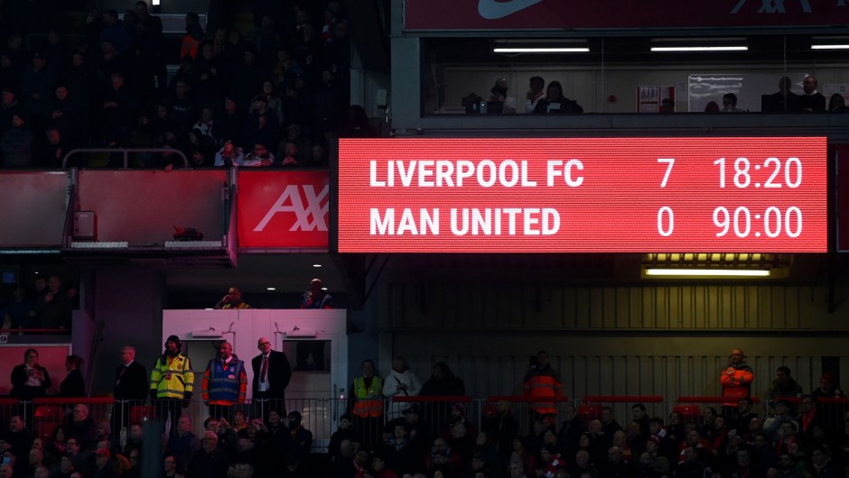 Liverpool le ganó 7-0 al Manchester United este 5 de marzo de 2023 en el estadio de Anfield. (Crédito: Michael Regan/Getty Images)