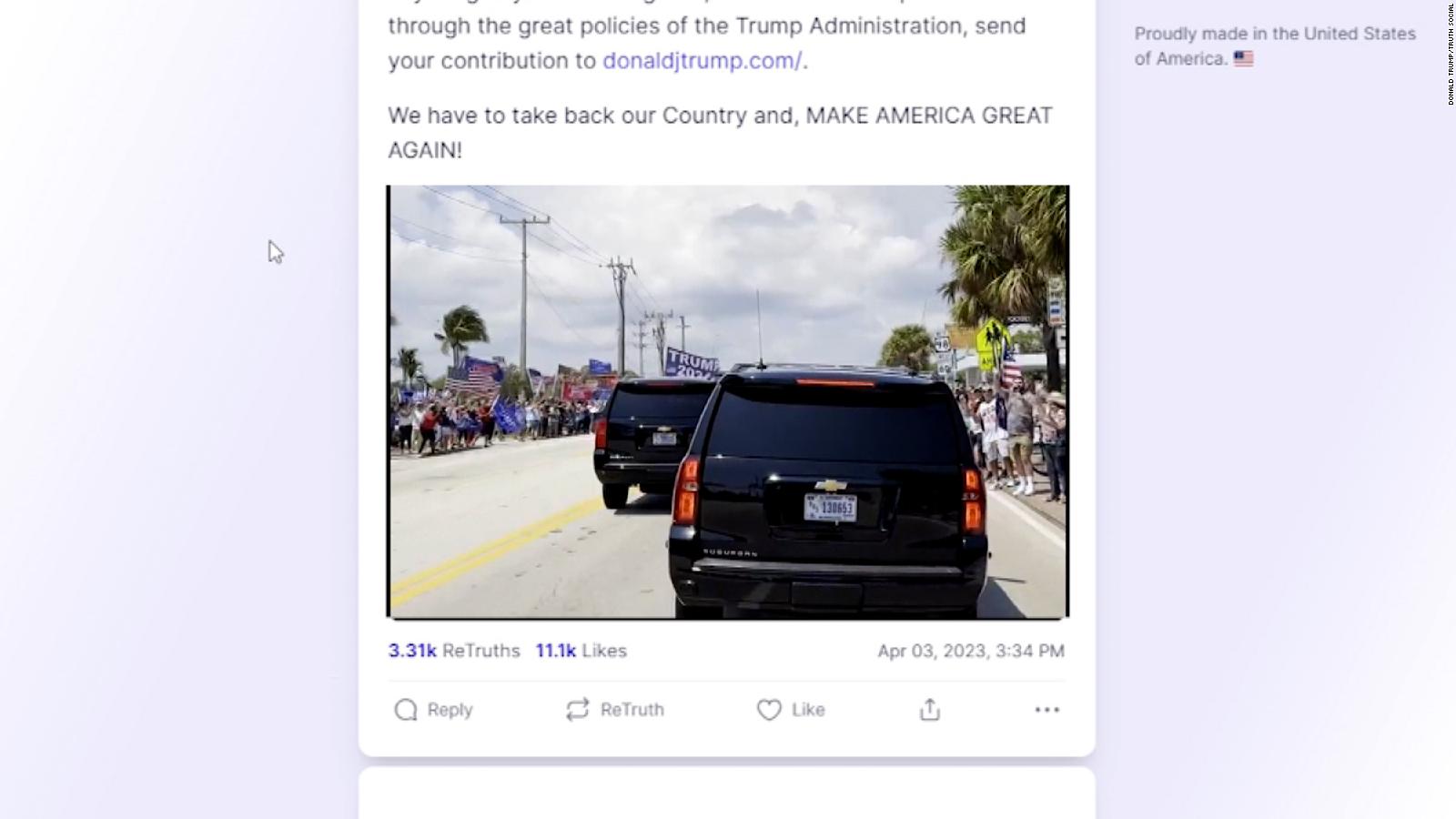 Trump comparte un video desde su caravana camino a Nueva York