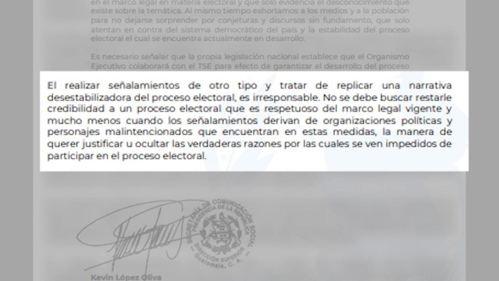 Gobierno guatemalteco reacciona a denuncias de fraude