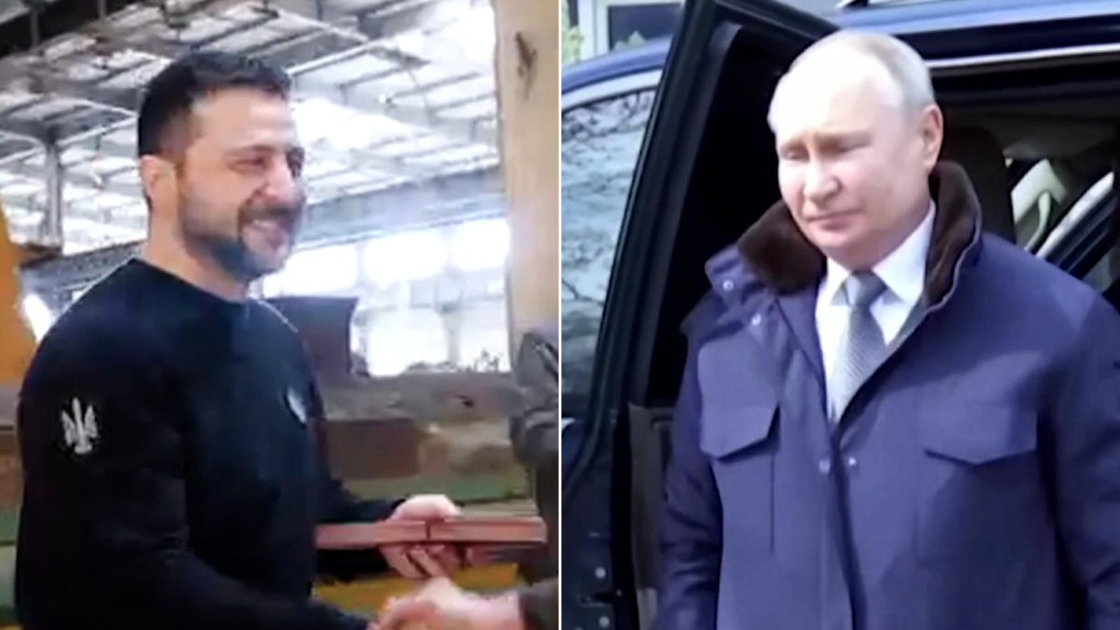 Mira la diferencia entre las visitas de Putin y Zelensky a sus tropas
