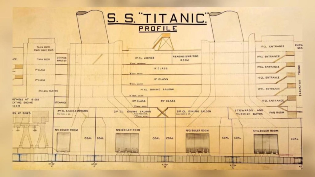 Sell ​​an original plan of the Titanic sinking
