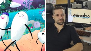 A la izquierda, imagen promociona del videojuego "Minabo - a walk through life" y a la derecha, el cofundador de Devilish Games, David Ferriz