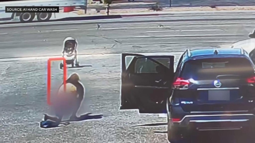 Terrifying video shows an out-of-control baby stroller heading down a busy thoroughfare