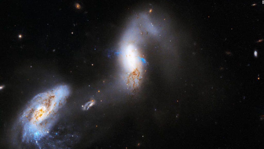 The Hubble Space Telescope captures images of interacting galaxies