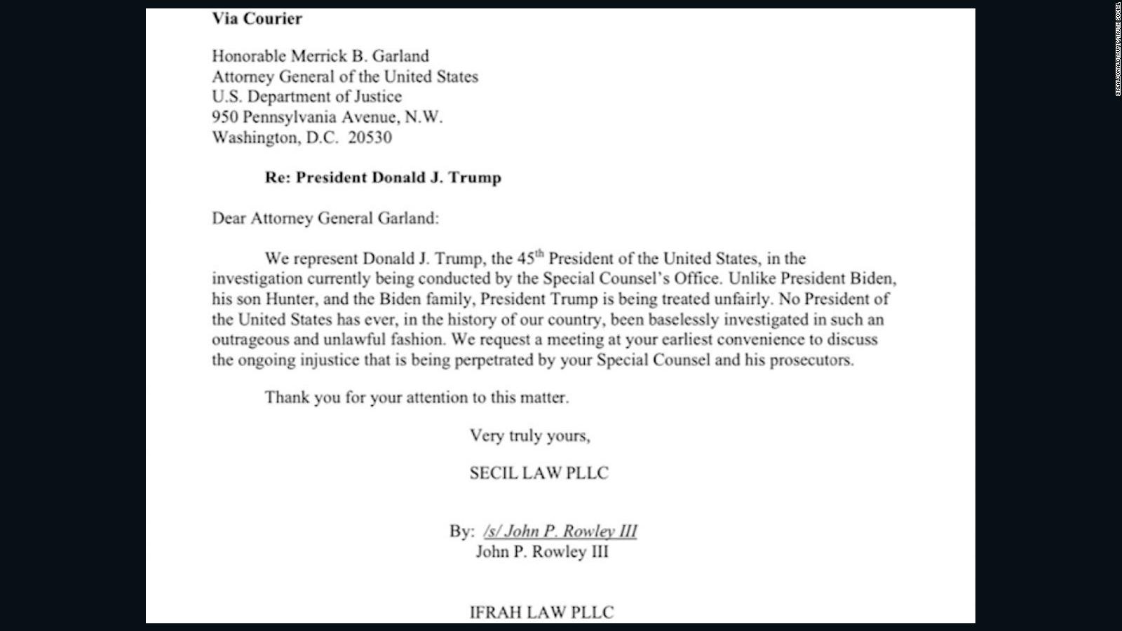 “Lawyers of former President Trump request meeting with US Secretary of Justice to discuss ongoing investigations”