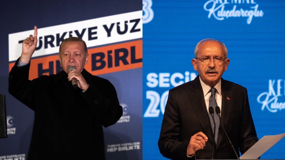 El presidente turco Recep Tayyip Erdogan y el opositor Kemal Kilicdaroglu.  (Crédito: imagen creada con fotos de Getty Images)