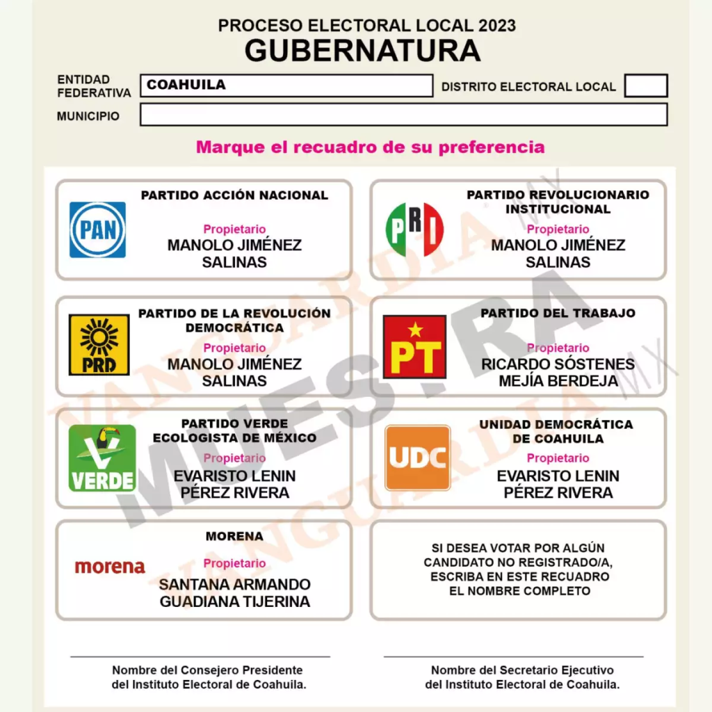 Boleta electoral Coahuila 2023.  (Crédito: Expansión)