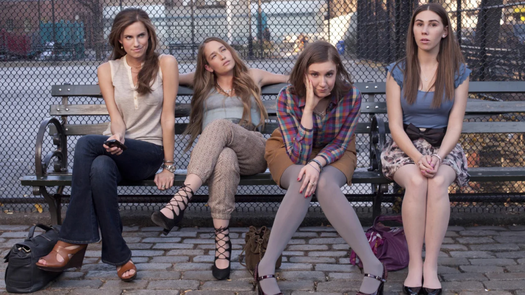 (De izquierda a derecha) Alison Williams, Jemima Kirke, Lena Dunham y Zosia Mamet en 'Girls'. (Crédito: Apatow Productions/Kobal/Shutterstock)