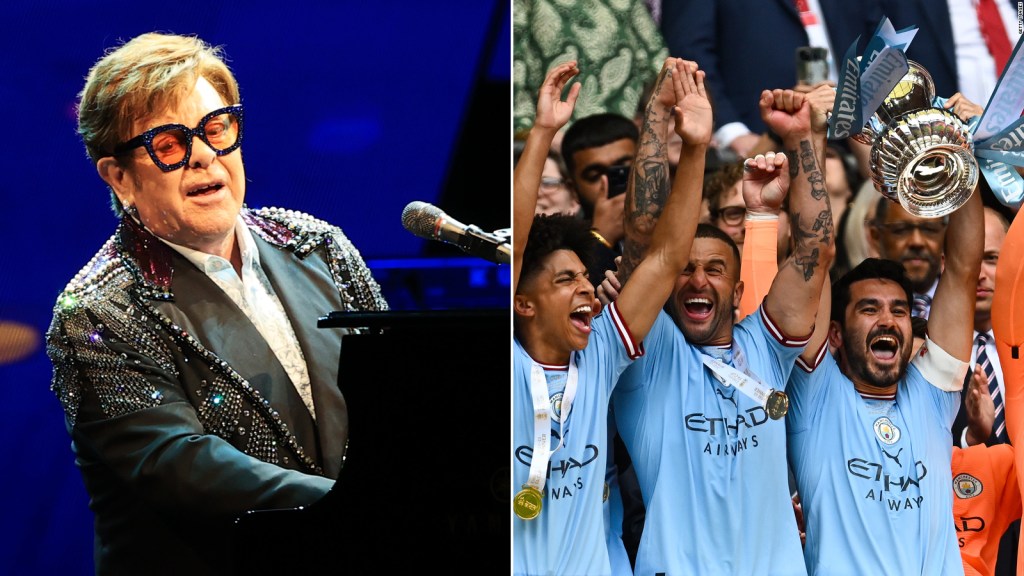 Watch Manchester City serenade with Elton John at the airport