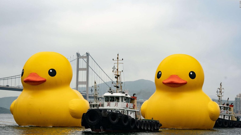 Mira cómo los patos de goma gigantes toman el puerto de Hong Kong