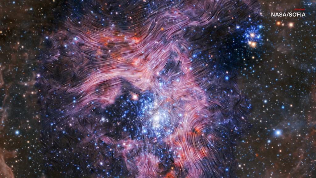 La imagen de los campos magnéticos en la Nebulosa de la Tarántula