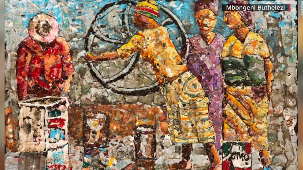 Este artista utiliza residuos plásticos para sus pinturas