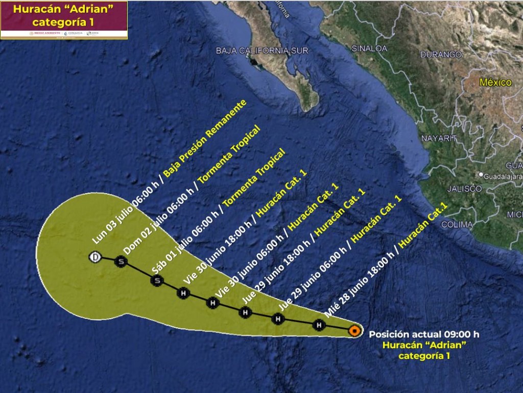 Esta es la trayectoria pronosticada para el ciclón Adrián. (Crédito: SMN)