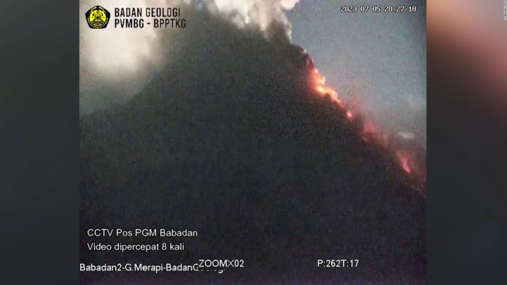 The Merapi volcano spews lava and smoke in Indonesia