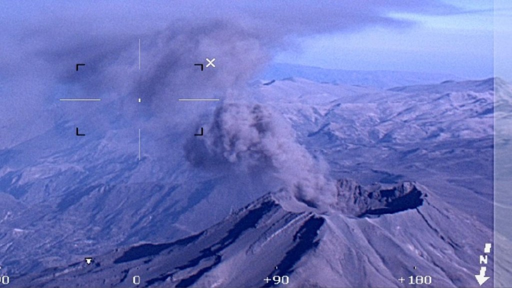 The crater of the Ubinas volcano in Peru where there were explosions