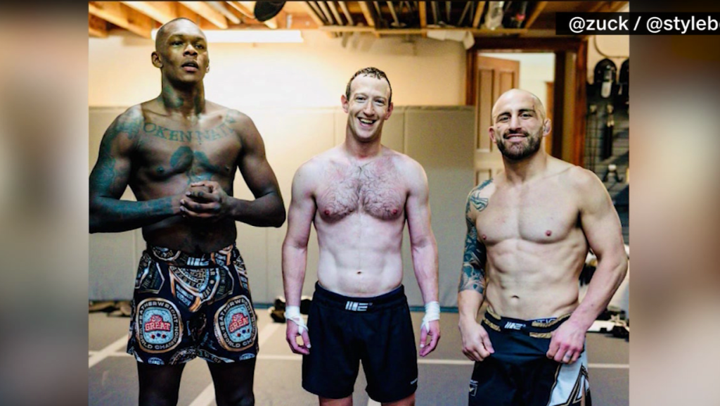 Zuckerberg sports the physique of a mixed martial arts fighter