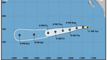 Pronóstico de la trayectoria del huracán Dora. (Crédito: NHC)