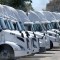 Camiones de Yellow Corp. inactivos en una instalación de la empresa el 31 de julio en Hayward, California. (Foto: Justin Sullivan/Getty Images)