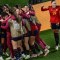 España festeja uno de sus goles ante Suecia en el Mundial Femenino de Fútbol.