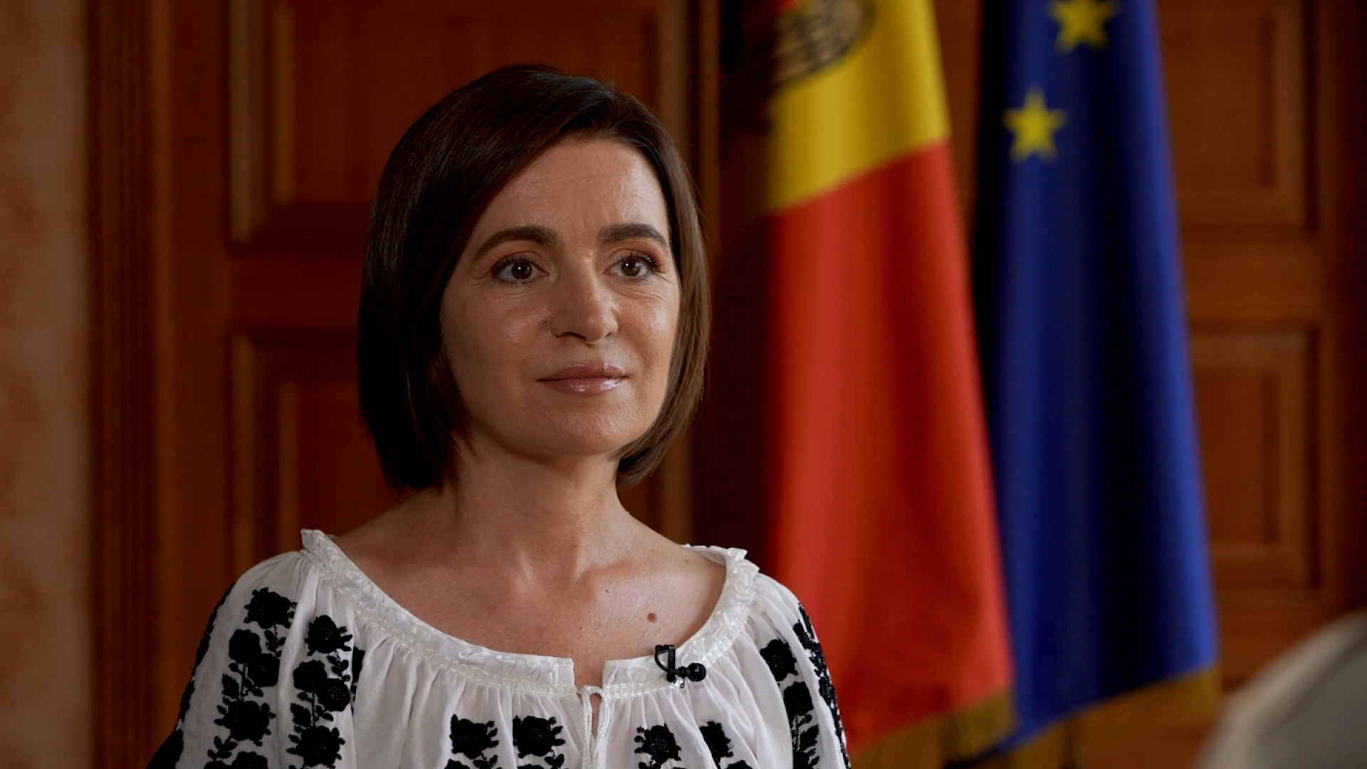 Maia Sandu, presidente de Moldova, durante la entrevista con CNN.