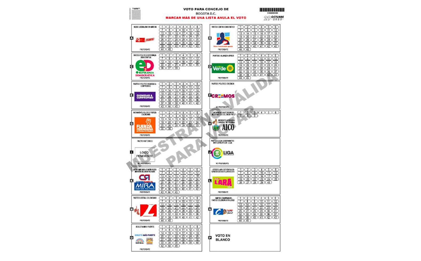 Así Es El Tarjetón De Los Candidatos A La Alcaldía De Bogotá 5480