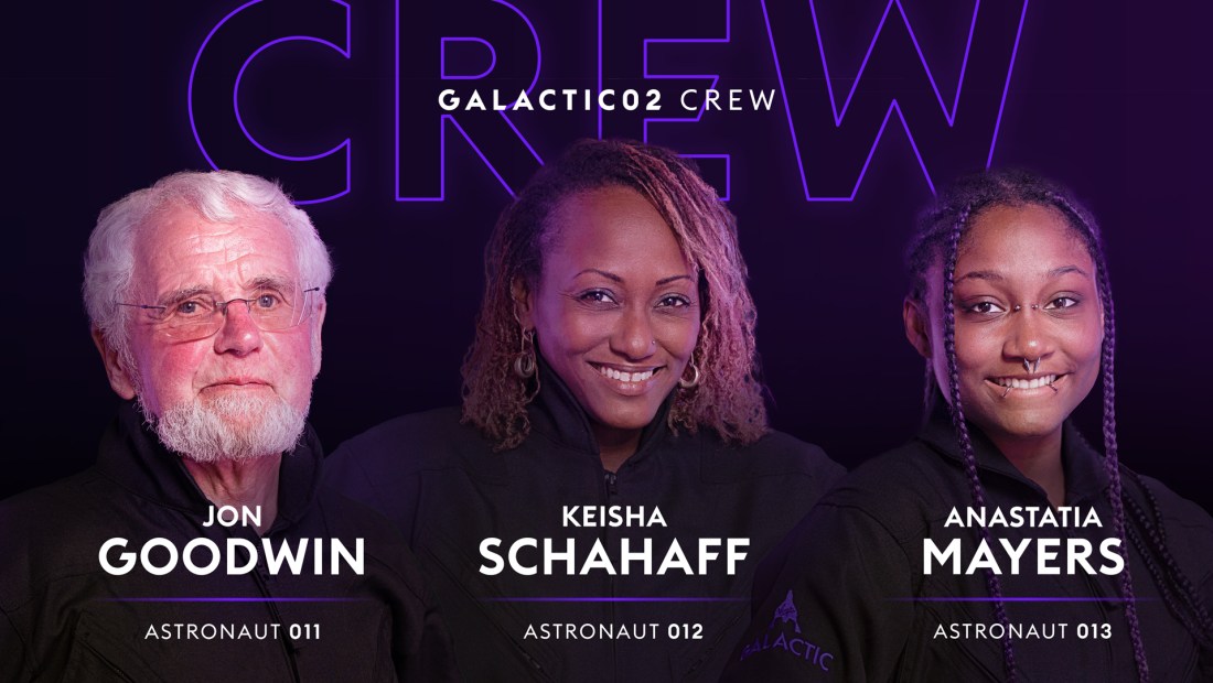 La tripulación que viajará al espacio en Galactic 02, el segundo vuelo comercial de Virgin Galactic.