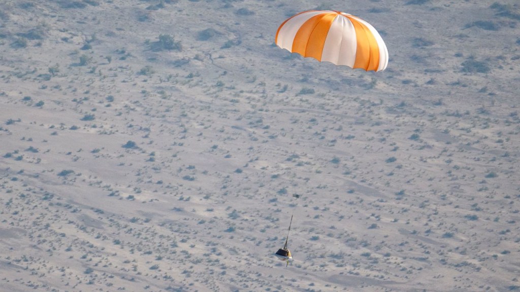 The sample is expected to arrive at the Department of Defense Test and Training Range in Utah, where rescue teams have been training for months.