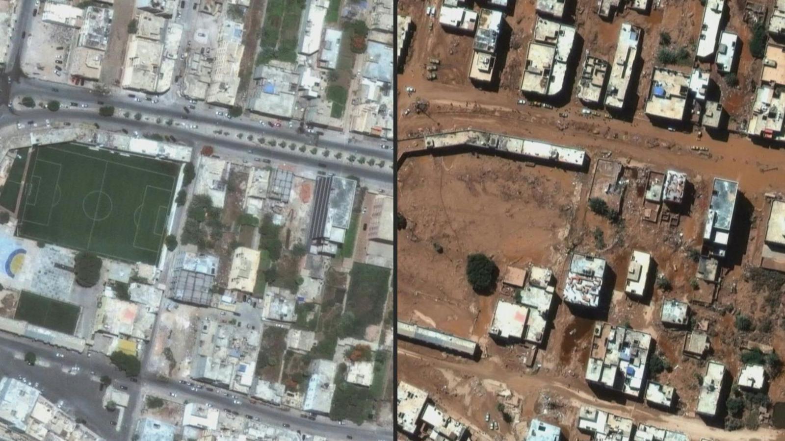 Antes y después de las inundaciones en Libia
