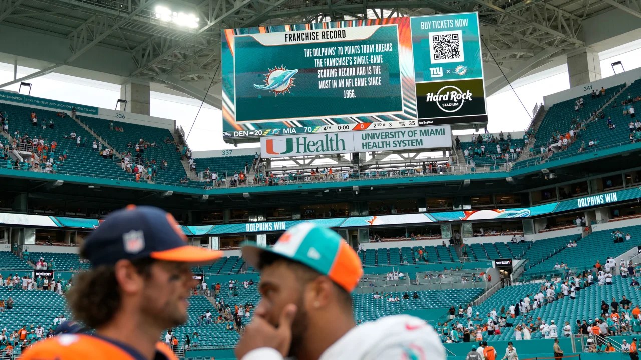 Dolphins anota 70 puntos sobre Broncos ¿Cuál es el récord de puntos para un  equipo NFL? - AS USA