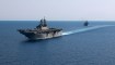 El buque de asalto anfibio USS Bataan y el USS Carter Hall, desplegados para ayudar a garantizar la seguridad marítima en Medio Oriente, navegan el 8 de agosto de 2023. (Crédito: Armada de EE.UU./Reuters)