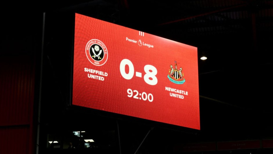 El marcador final en el partido de Premier League entre Sheffield United y Newcastle en Sheffield, Inglaterra, este domingo 24 de septiembre de 2023. (Foto: Michael Regan/Getty Images)