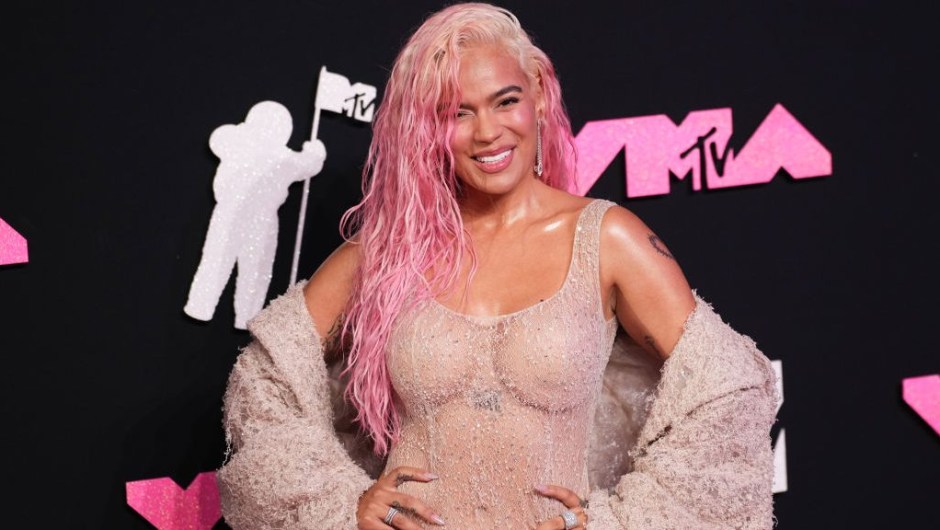 Karol G en la ceremonia de los MTV Music Video Awards 2023 en Newark, New Jersey. (John Nacion/WireImage)