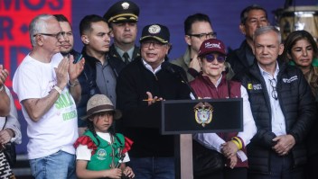 El presidente de Colombia, Gustavo Petro, habla durante una manifestación en la Plaza Bolívar, el 27 de septiembre de 2023. (Ivan Valencia/Bloomberg via Getty Images)