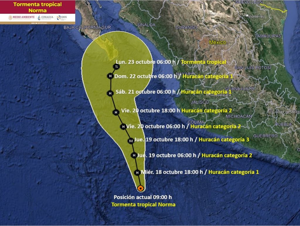 Tropical Storm Norma is expected to become a Category 3 hurricane.