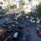Una vista aérea muestra las secuelas de una explosión mortal que afectó al Hospital Bautista Al-Ahli en la ciudad de Gaza el martes 17 de octubre. (Mohammed Al-Masri/Reuters)
