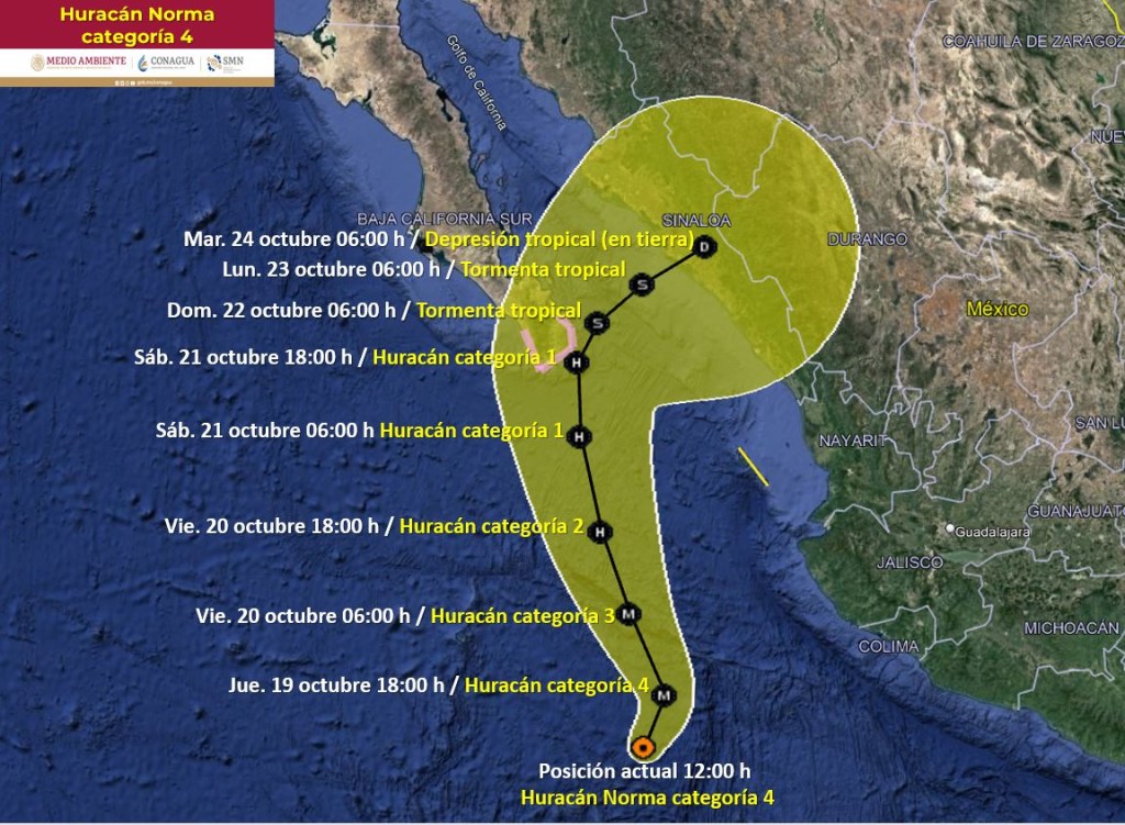 ¿Qué zonas de México debo evacuar antes de que llegue el huracán Norma?