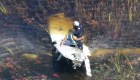 Mira cómo rescatan al piloto de avión que cayó en aguas llenas de caimanes