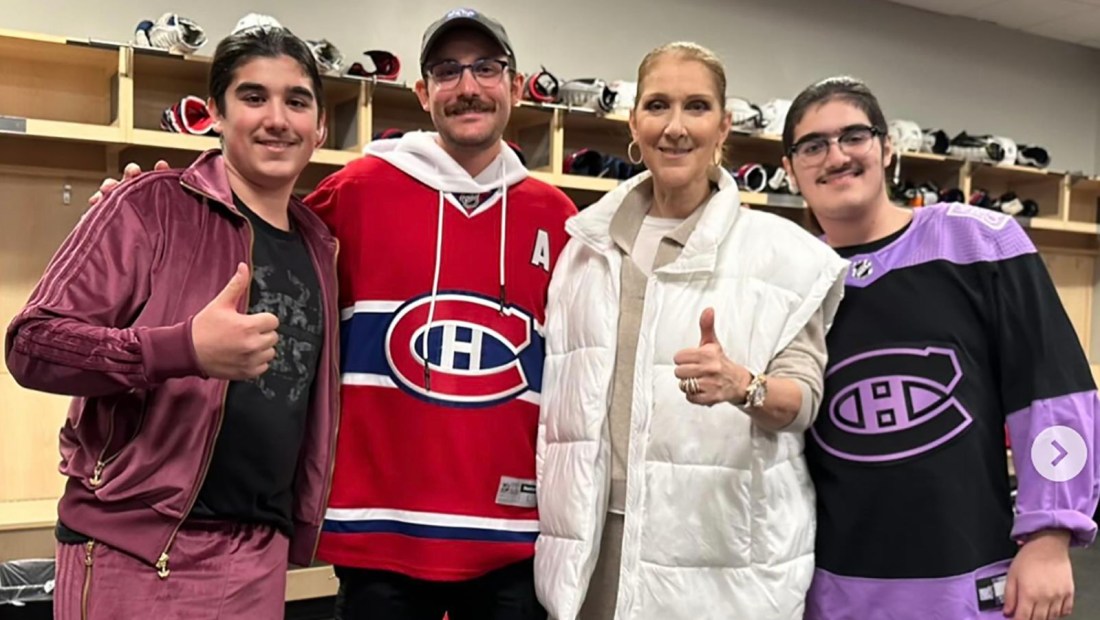 Celine Dion, fotografiada aquí con sus hijos, visitó a los Montreal Canadiens después de un partido en Las Vegas. (celinedion/Instagram)