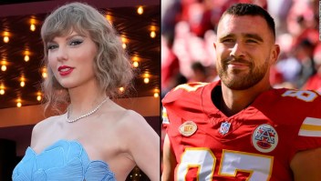 Taylor Swift y Travis Kelce. (Crédito: Chris Pizzello/Reed Hoffmann/AP)