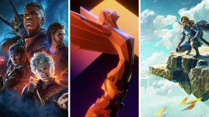 De izquierda a derecha, imagen promocional del videojuego Baldur's Gate 3, logo de The Game Awards 2023 e imagen promocional de The Legend of Zelda: Tears of the Kingdom