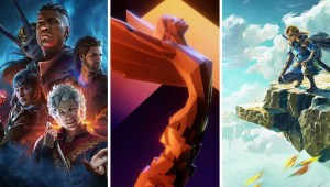 De izquierda a derecha, imagen promocional del videojuego Baldur's Gate 3, logo de The Game Awards 2023 e imagen promocional de The Legend of Zelda: Tears of the Kingdom