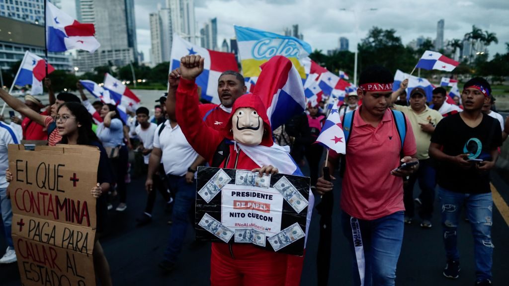 Una de las movilizaciones contra el contrato minero en Ciudad de Panamá. Crédito: Getty Images.