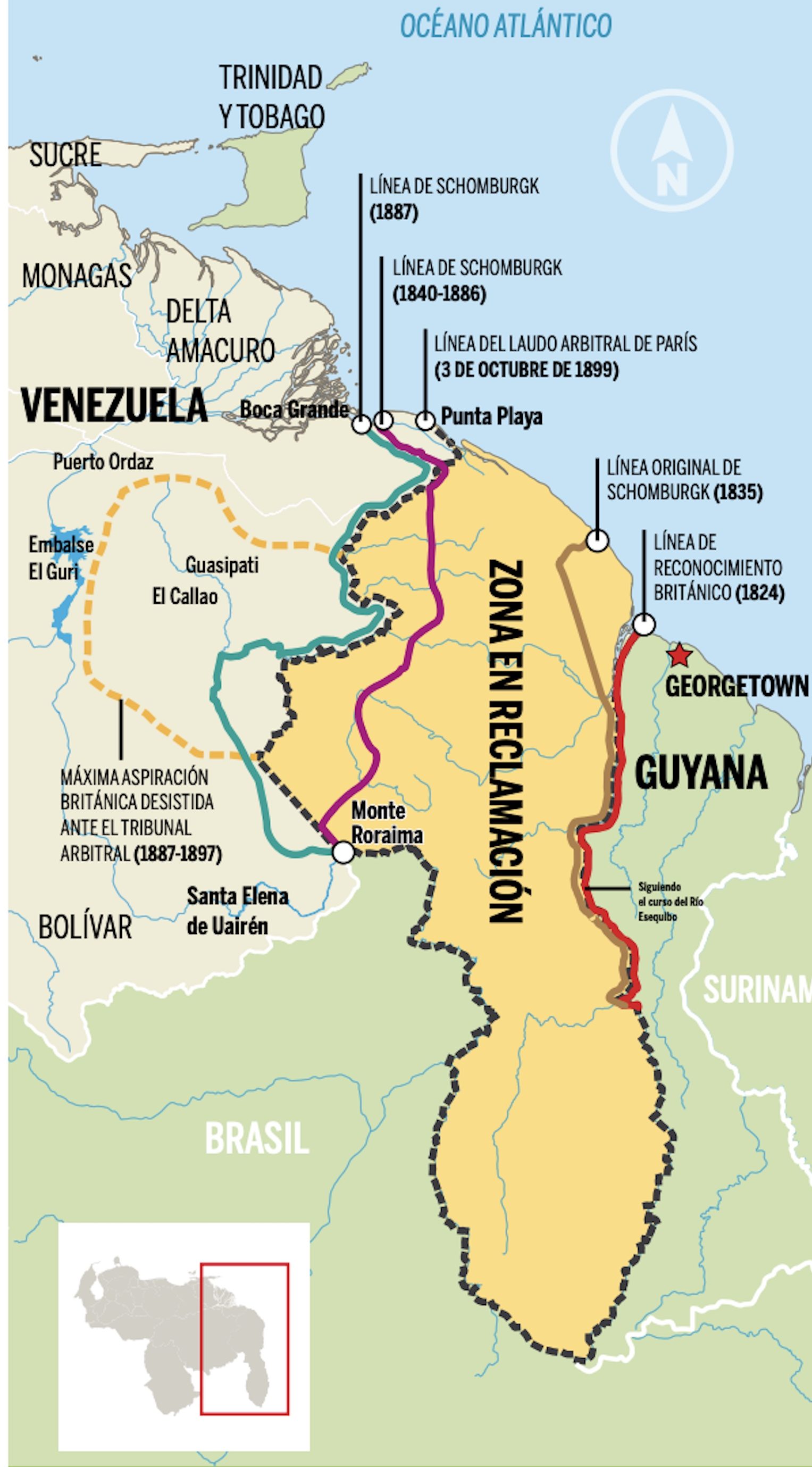 Historia Y Disputas Entre El Reino Unido, Guyana Y Venezuela Por El ...