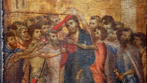 Una sección de "Cristo burlado" del pintor Cimabue.