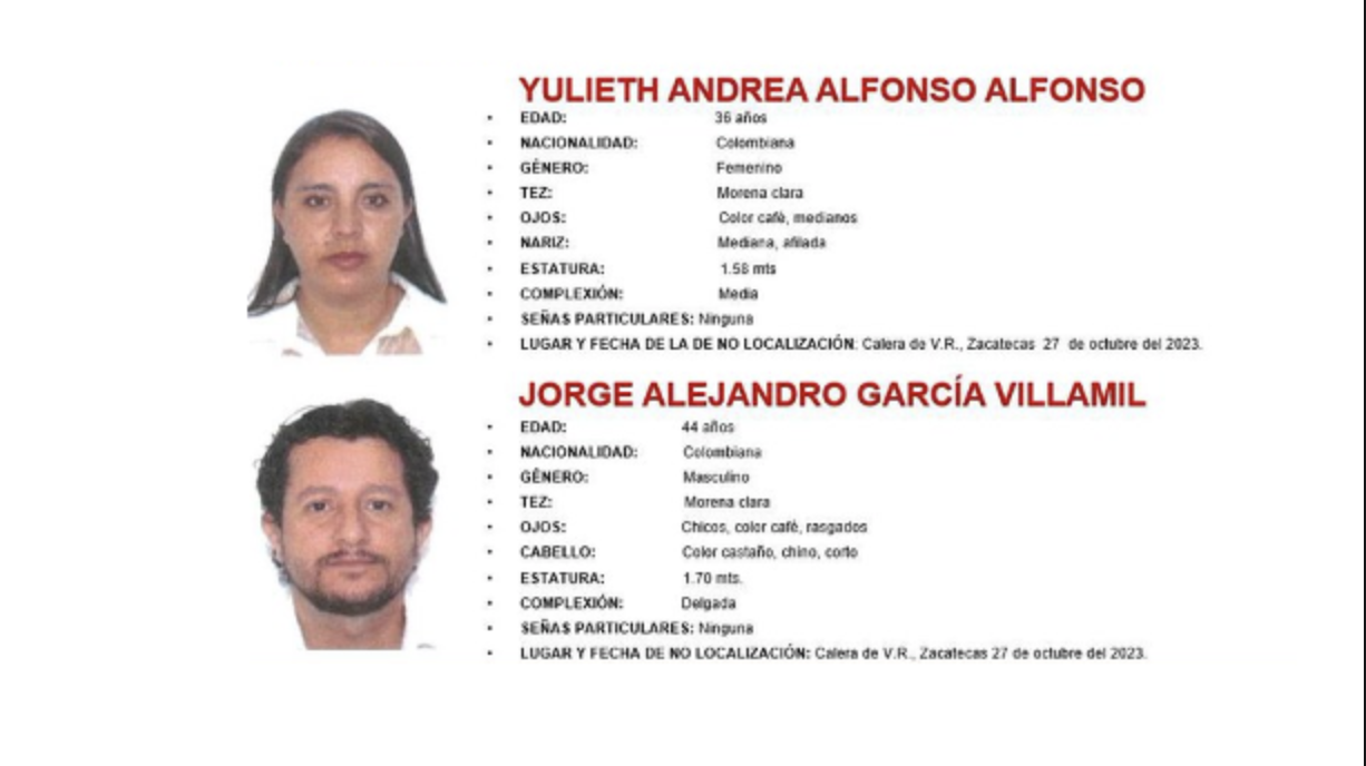 They have found a missing Colombian family in Mexico, the Zacatecas prosecutor’s office announces