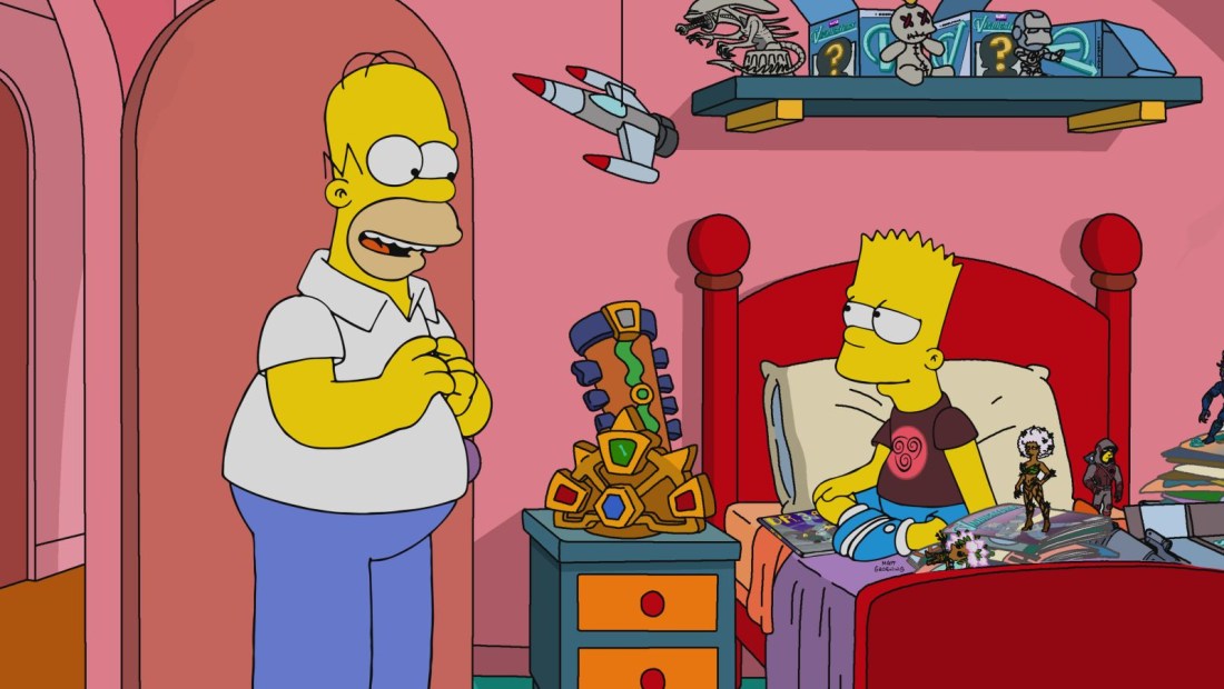 Homero y Bart Simpson comparten una escena inusualmente tranquila de "The Simpsons". (Crédito: Disney+)