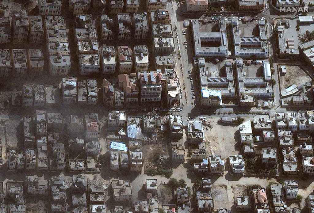 Esta imagen de satélite muestra el Hospital Al-Quds, el centro y sus alrededores en Gaza, el 11 de noviembre. Maxar Technologies/Reuters