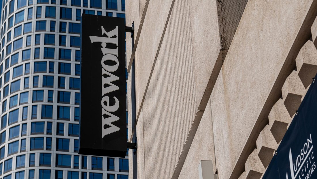 Un espacio de oficina de coworking de WeWork en San Francisco. WeWork se declaró en quiebra el lunes. (David Paul Morris/Bloomberg/Getty Images)