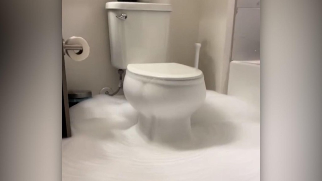 Un baño que vomita espuma se vuelve viral