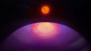 Una ilustración artística muestra la posible imagen de un planeta orientado hacia su estrella anfitriona de baja masa. El planeta, bautizado como LHS 3154b, tiene probablemente una composición similar a Neptuno. (Crédito: Penn State)
